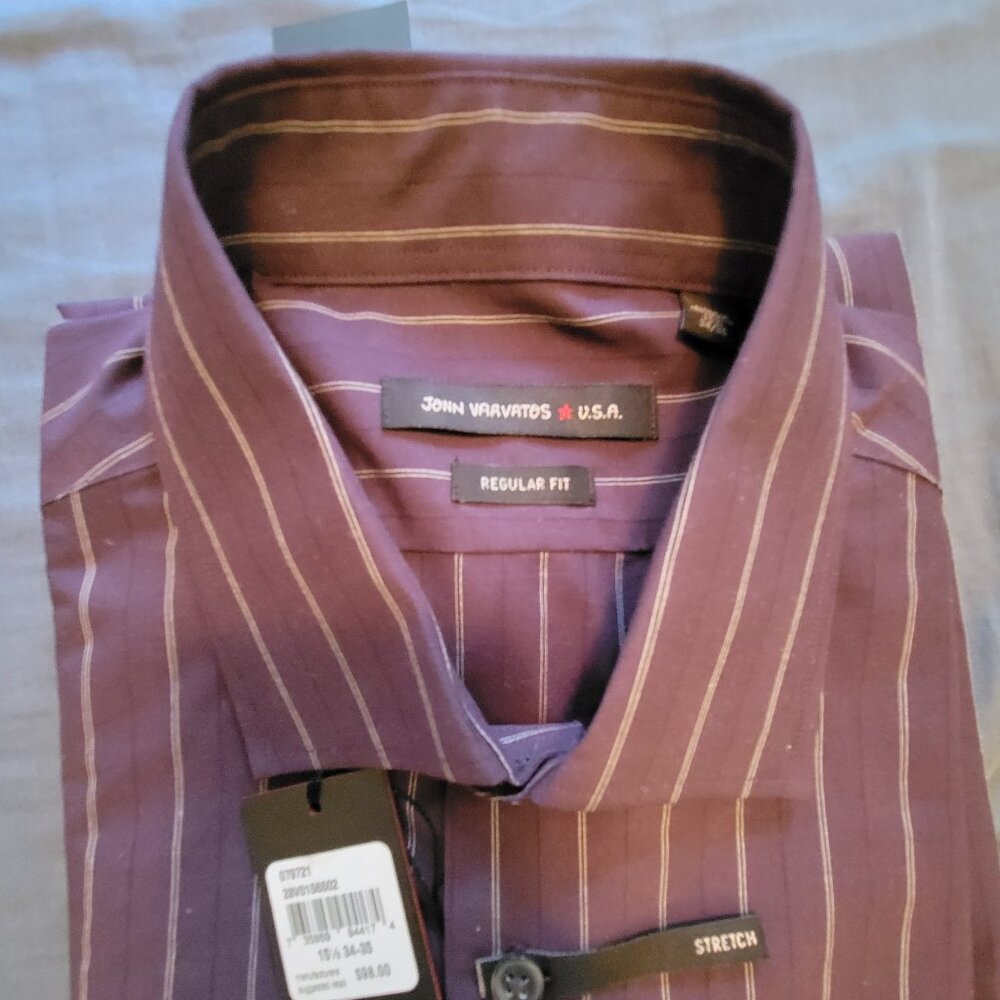 John Varvatos Long Sleeve Stripe Button Down Shirt Men’s size 15 1/2 x 34-35